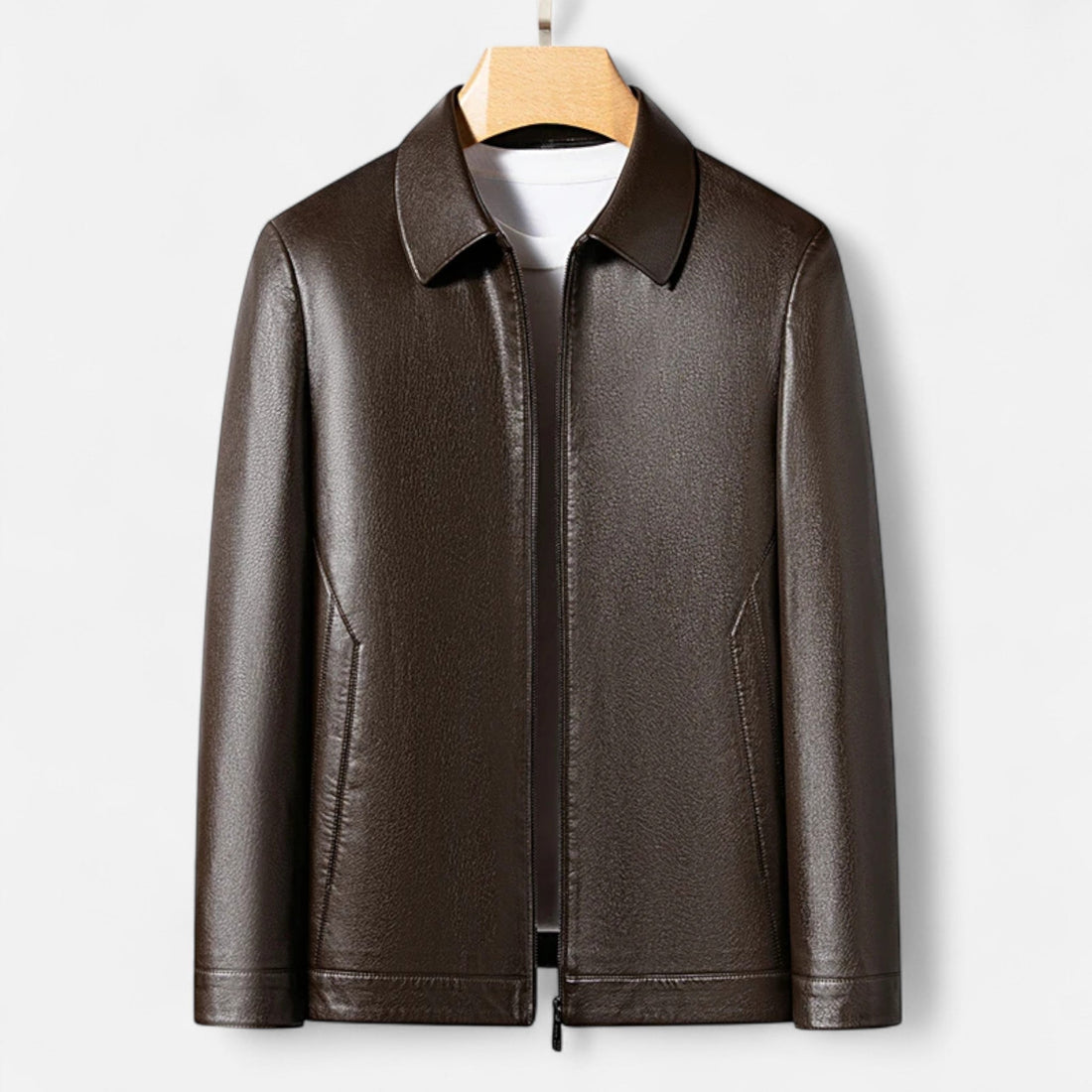 Men’s PU Leather Jacket – Stand Collar Autumn Elegance