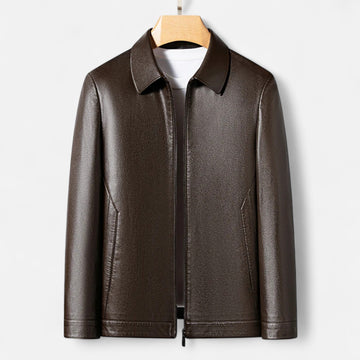 Men’s PU Leather Jacket – Stand Collar Autumn Elegance