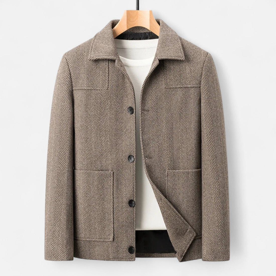 Men’s Wool Blend Jacket – Business Lapel Elegance