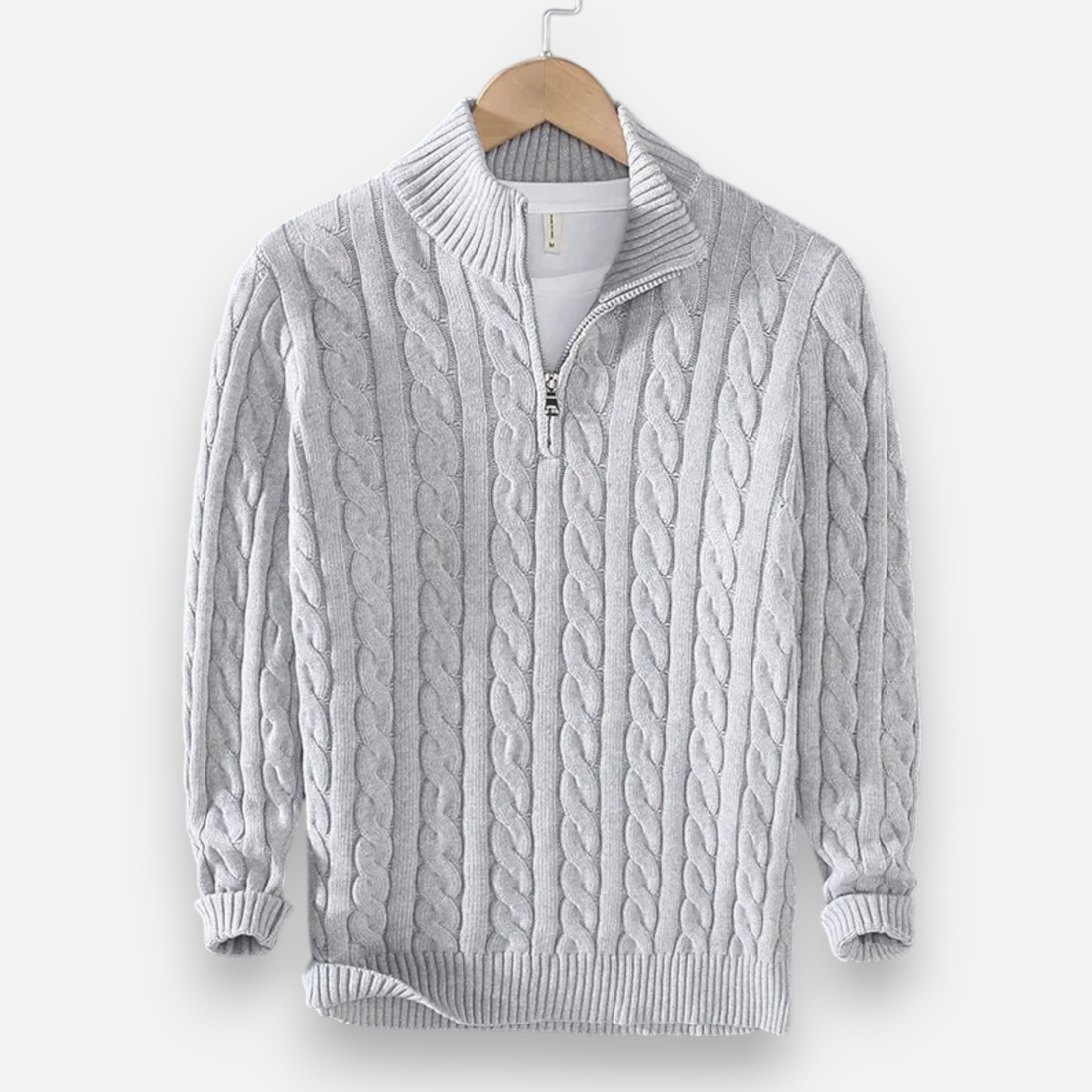 Men’s Thick-Knit Turtleneck Zip Sweater