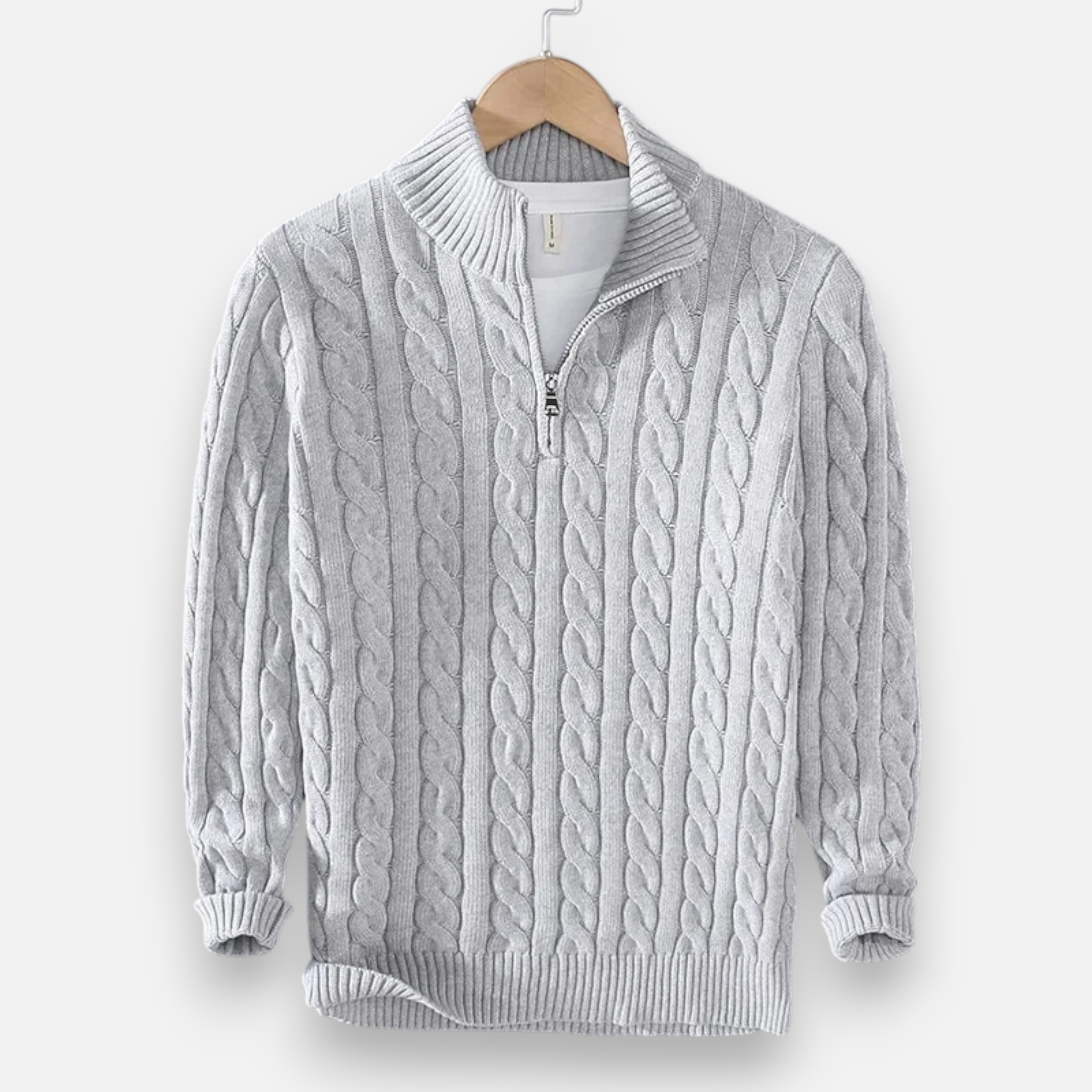 Men’s Thick-Knit Turtleneck Zip Sweater