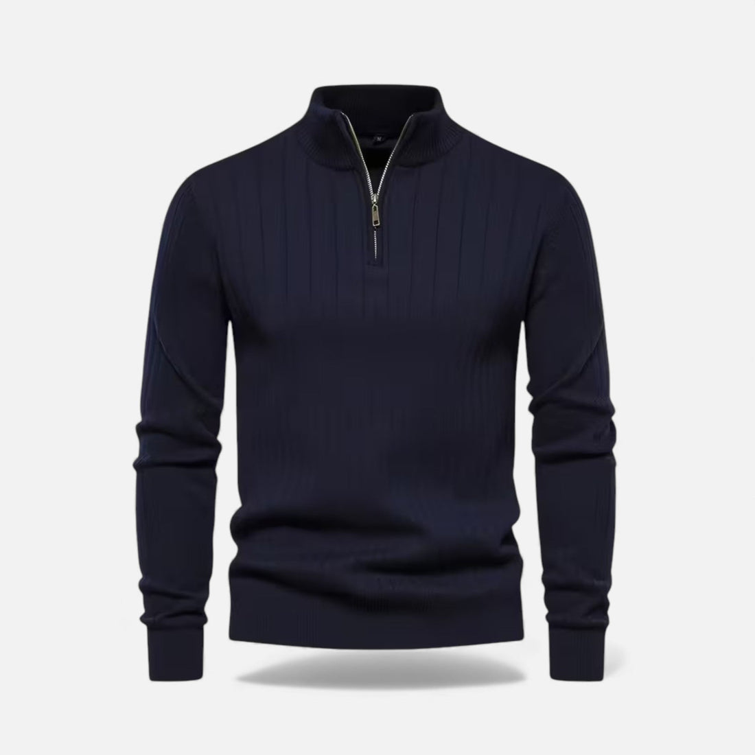 Men’s Warm Minimalist Zippered Knit Sweater