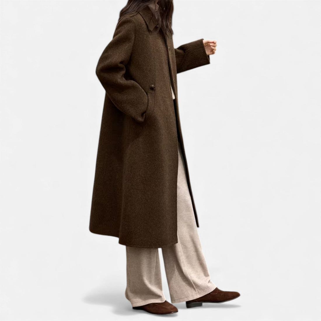 Women's Long Structured Wool Blend Coat