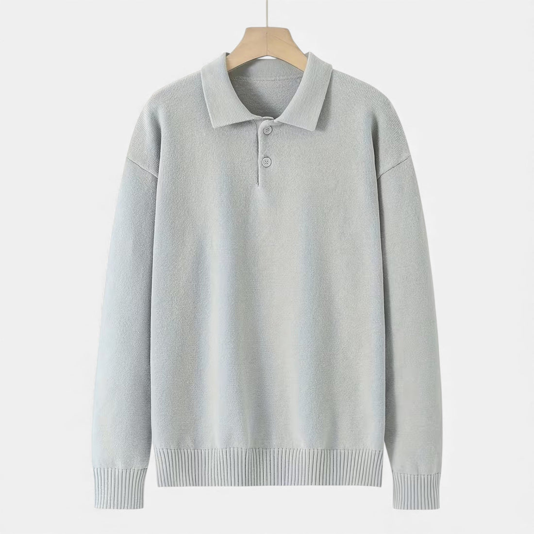 Men’s Loose-Fit Button-Up Polo Sweater