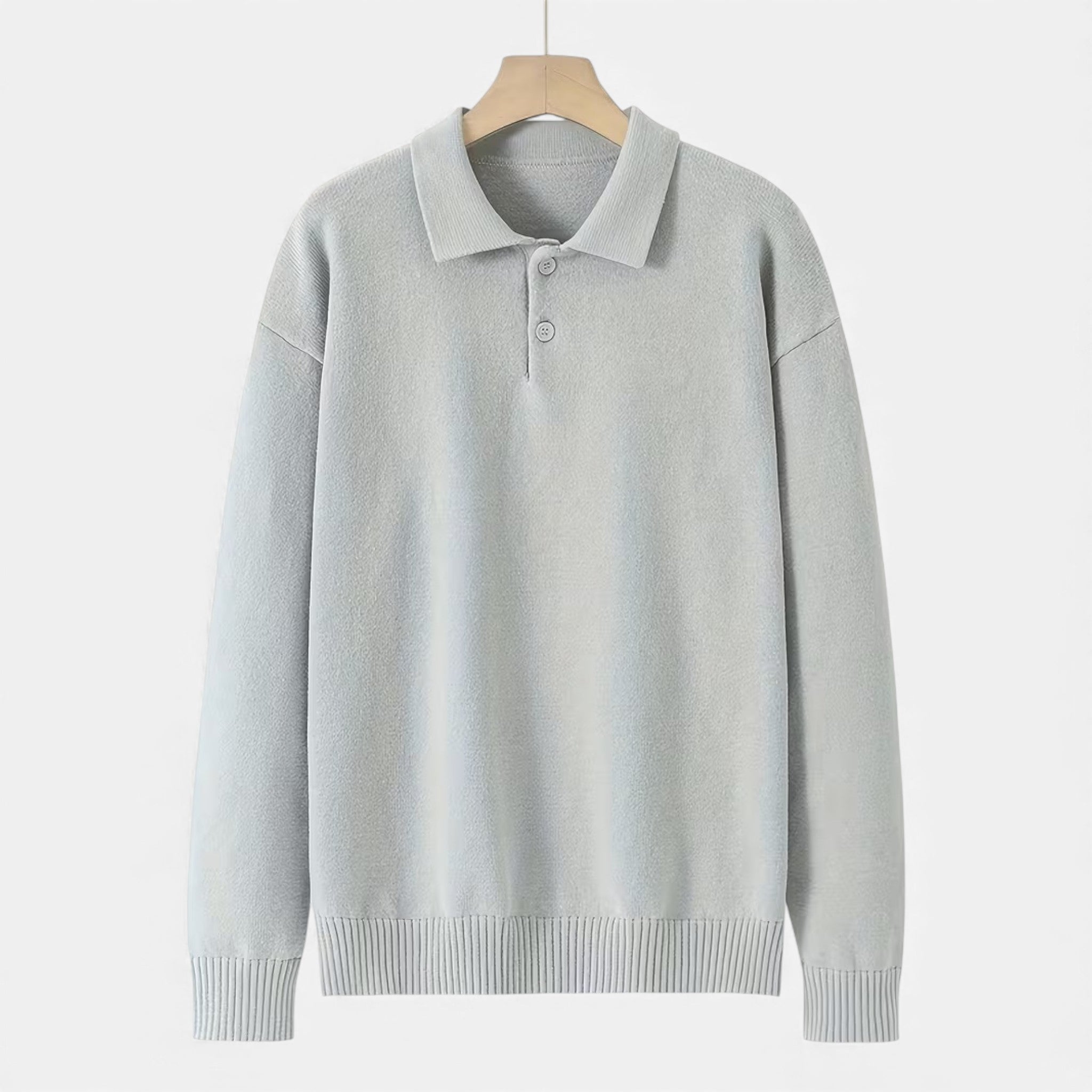Men’s Loose-Fit Button-Up Polo Sweater