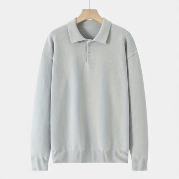 Men’s Loose-Fit Button-Up Polo Sweater