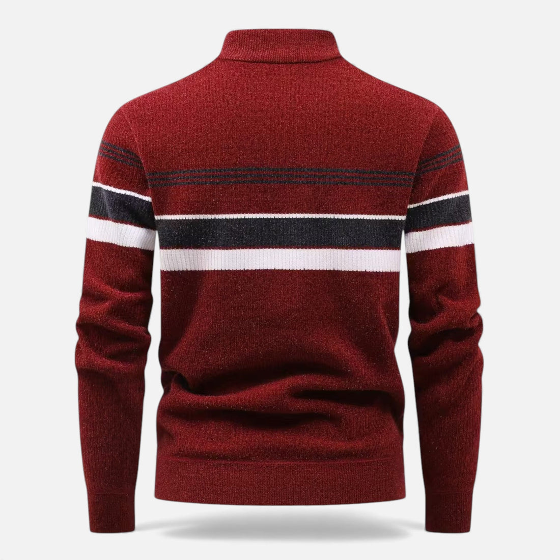 Men’s Thick Half-Zip Striped Knit Sweater