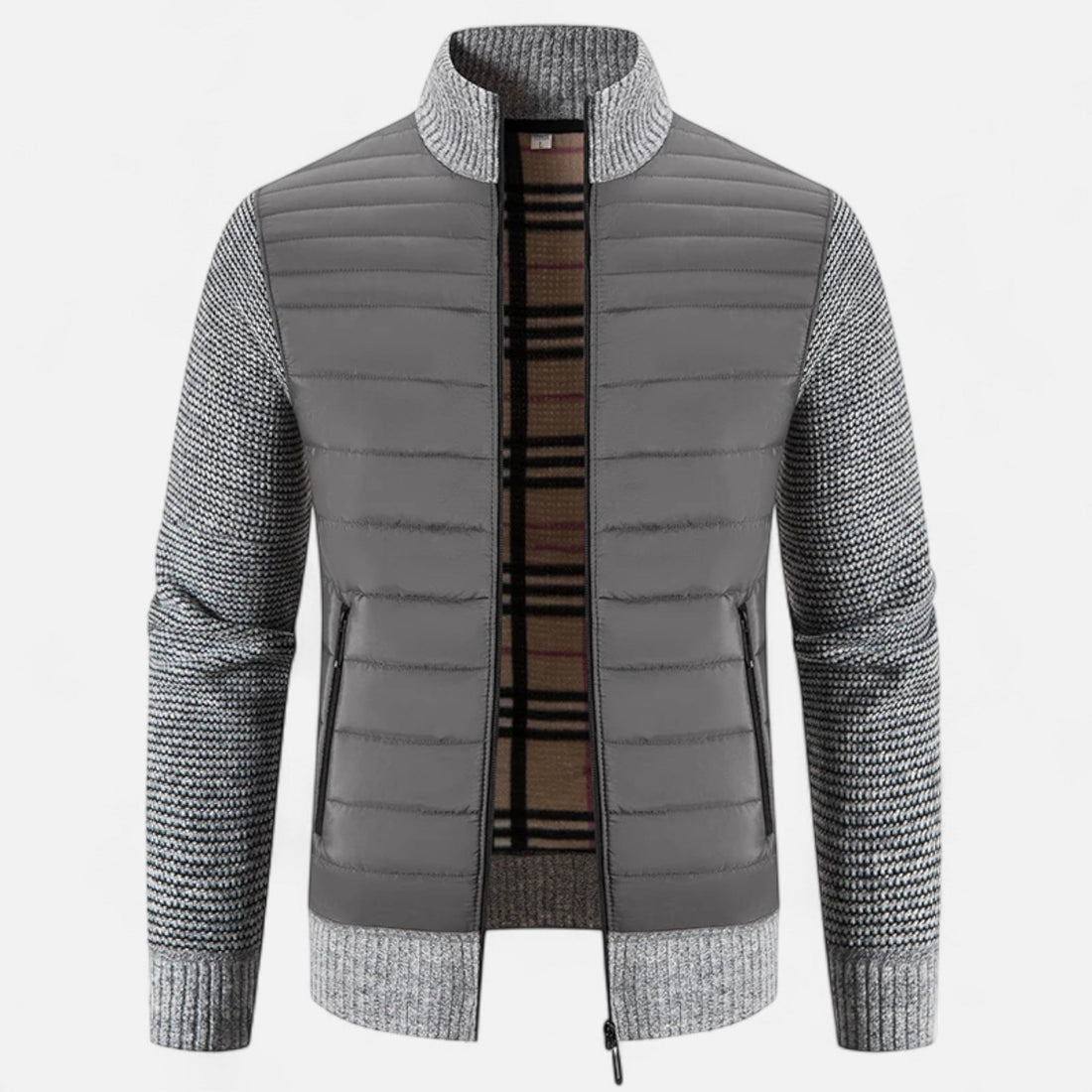 Men’s Fleece Stand-Collar Patchwork Jacket