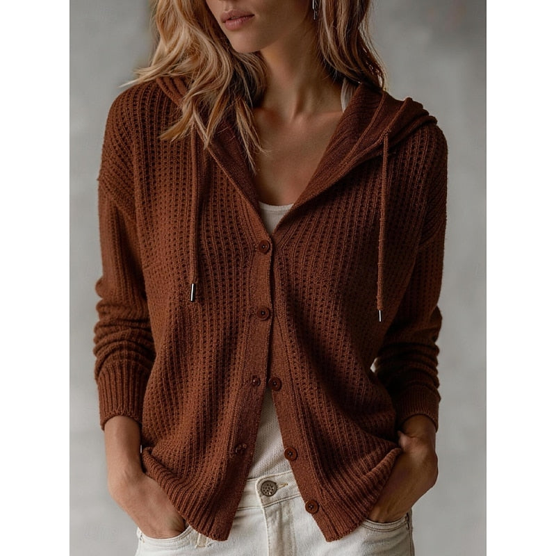 Women's Hooded Cardigan – Textured Knit