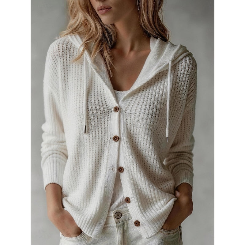 Women's Hooded Cardigan – Textured Knit