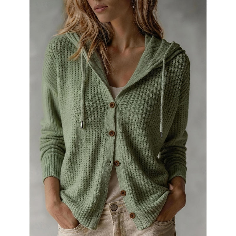 Women's Hooded Cardigan – Textured Knit