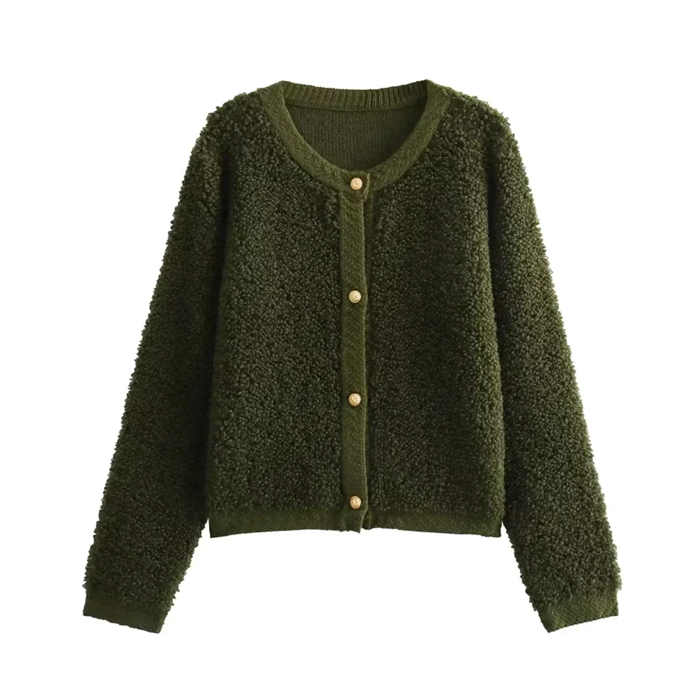 Women’s Button-Front Textured Cardigan