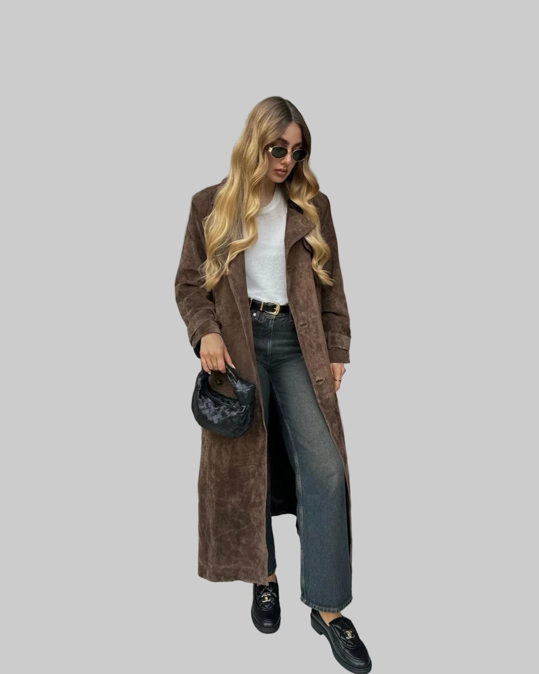 Women’s Long Suede Trench Coat