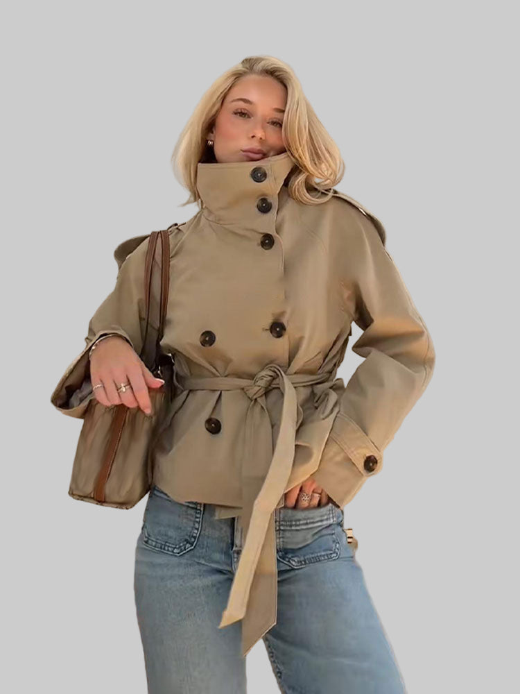 Women’s High-Neck Belted Jacket