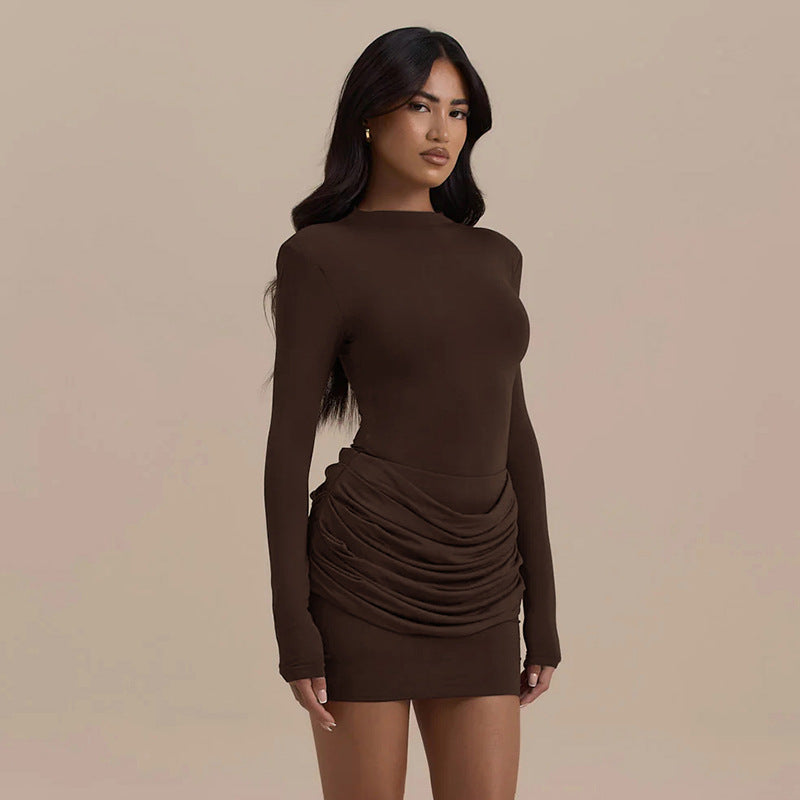 Women's Long Sleeve Ruched Mini Dress