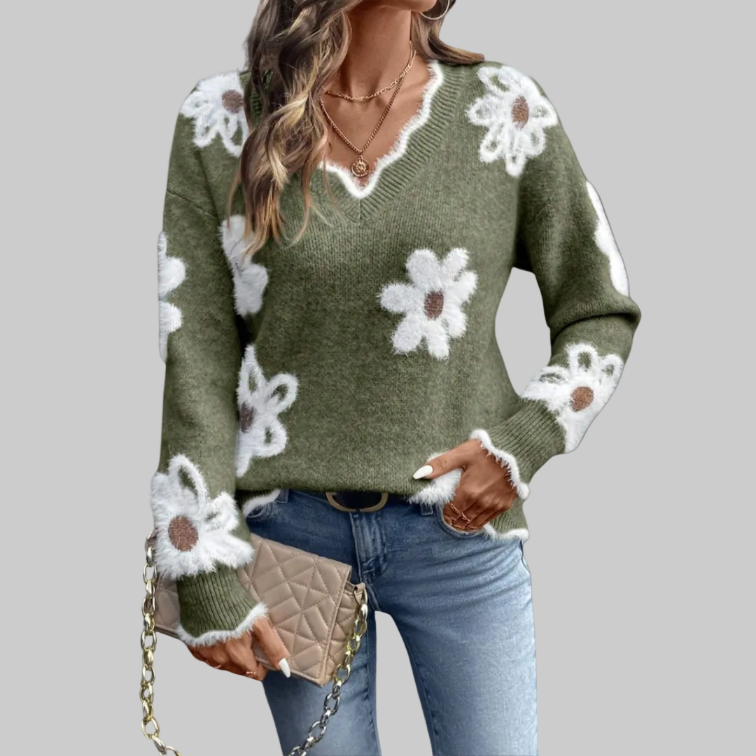 Women’s Sweater with Floral Pattern