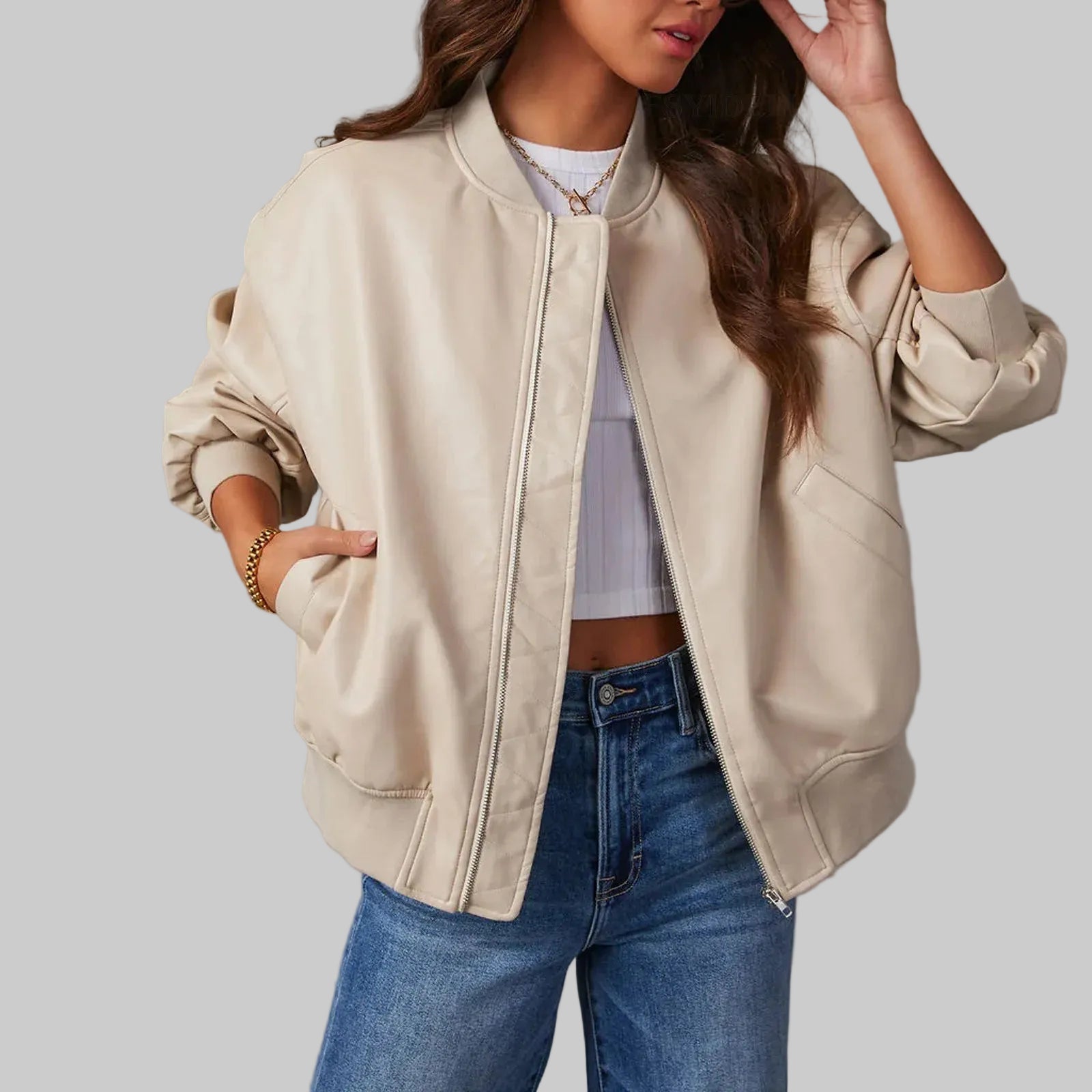 Women’s Zip-Front Bomber Jacket