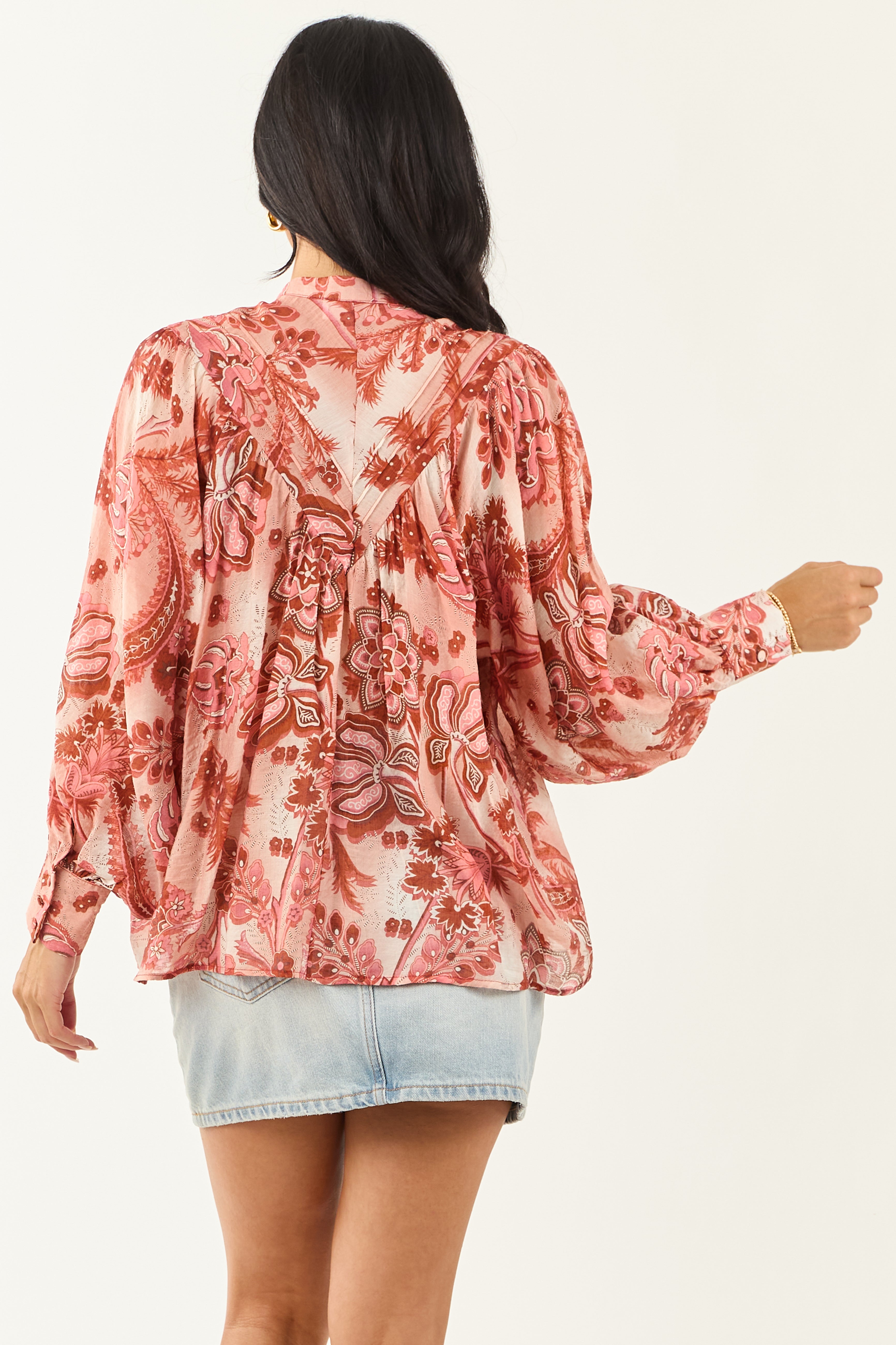 Women’s Floral Print Button-Down Blouse